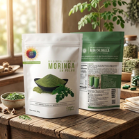 Sachet en plastique personnalisé pour poudre de Moringa, sachet refermable avec fenêtre, pochette Mylar à fermeture éclair pour assaisonnements et poudres alimentaires