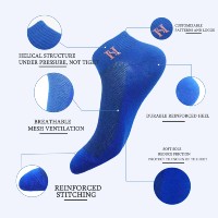 Chaussettes de sport en coton respirantes en maille pour hommes, avec logo brodé personnalisé, soutien de la voûte plantaire, pour la course, avec talon et bout renforcés