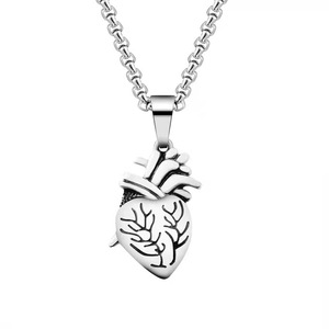 Nueva llegada de acero inoxidable forma cardíaca pareja collar <span class=keywords><strong>Rock</strong></span> inspirado Telesthesia corazón colgante collar para amantes - Product Image 5