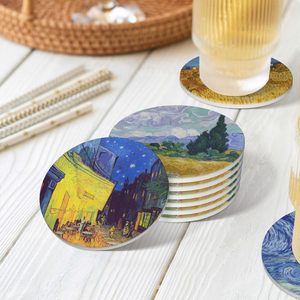 Sous-verres en céramique de haute qualité, tapis de table, divers motifs de tasses de bonne qualité, brillants, ronds, sublimation 3D, liège, excellent ensemble <span class=keywords><strong>cadeau</strong></span> - Product Image 4
