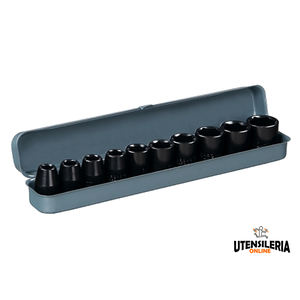 Juego de 10 enchufes de avión de impacto con accionamiento de 1/2 "en caja de metal - Product Image 1