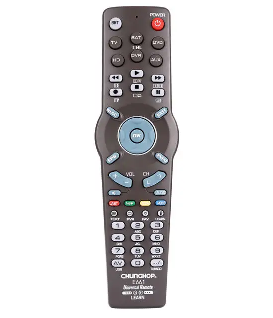 E661 hepsi bir arada akıllı TV DVD için evrensel uzaktan kumanda öğrenme fonksiyonları ile oturdu