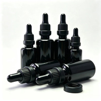 Ensemble d'emballages cosmétiques en verre noir de haute qualité 200 ml avec bouchon à vis, flacon rechargeable 30 ml 50 ml 100 ml pour les soins de la peau