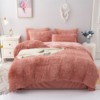 Drap de lit doux et chaud en microfibre pour hôtel de luxe ensemble de housse de couette couleur unie ensemble de literie moelleux en velours King Size