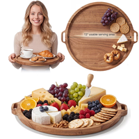 Plateau à fromage et plateau de service en bois avec poignées latérales pour apéritifs, pain, fruits et collations, plateaux de luxe en bois