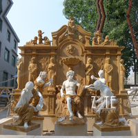 Fontaine murale en marbre antique en forme d'éléphant avec finition polie, résistante à l'eau, pour usage extérieur