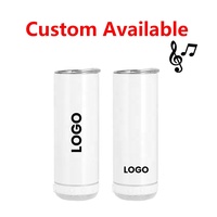 Tumbler Speaker Bluetooth Stainless Steel 20oz  dengan Sedotan, Cocok untuk Sublimasi