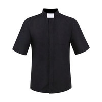 Chemise de Prêtre Pasteur pour Hommes, Clergé avec Col Romain Droit, Ministre d'Église Catholique, Prédicateur, Hauts Manches Courtes et Longues, Blouse Liturgique, Tailles M-5XL