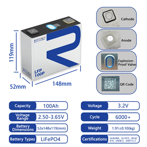 แบตเตอรี่ REPT 100Ah Lifepo4 เกรด A 3.2V 100/280/314Ah ลิเธียมแบบแท่งปริซึม Li Ion Lifepo4 สำหรับบ้าน B-ESS - Product Image 2
