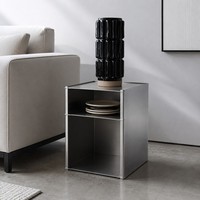 Table console moderne en aluminium argenté, faite à la main, base en acier inoxydable, facile à nettoyer, durable - KINNO pour salon, chambre, appartement
