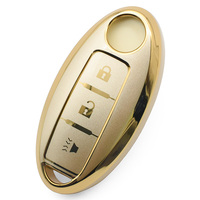 Protection de clé de voiture en TPU de haute qualité à 3 boutons, coque de clé plaquée or champagne, étui de clé à distance pour accessoire de protection de clé