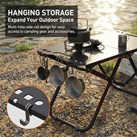 Table de camping pliante portable et étanche avec poteau lumineux, mobilier d'extérieur