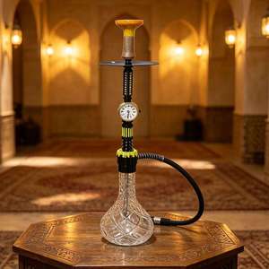 Electric Hookah with Clock Display Glass Base Metal Stand Tobacco Smoking Pipe Lounge <b>Bar</b> Gift - Product Image 5