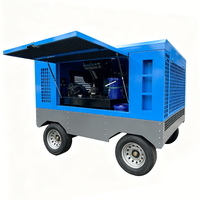 Compresseur d'air à vis portable à moteur diesel 185 CFM avec PLC et pompe