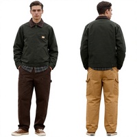 Veste bomber Cleanfit Vintage Slim Winter Detroit Santa Fe J97 Startrip en toile 100% coton, col rabattu, fermeture éclair épaisse