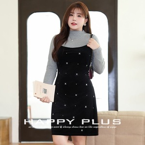 เดรสสายเดี่ยวปักลายกำมะหยี่ทรงเอไลน์ รันฉี ไซส์พลัสสำหรับผู้หญิง คอกลม เอวธรรมชาติ ยาว สีดำ สีเทา ชุดชั้นในสีพื้น - Product Image 4