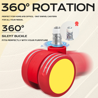 Roulette pivotante de 2 pouces à 360 ° en nylon et en polyuréthane Roulette de chaise de bureau silencieuse Couleur Protéger le sol