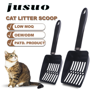 Jusuo Pelle à <span class=keywords><strong>litière</strong></span> pour <span class=keywords><strong>chat</strong></span> en métal noir, grande pelle profonde avec double trou de tamisage, pour un tamisage rapide et précis - Product Image 1