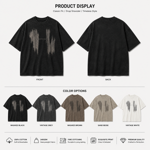 T-shirt en coton à manches courtes et col rond pour homme avec imprimé graphique sur le devant, coupe classique décontractée, 240 GSM - Product Image 2