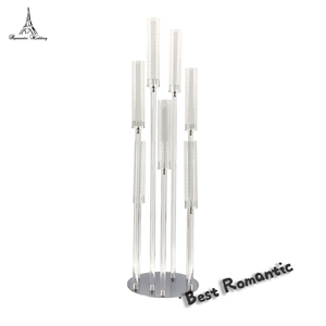 Wholesale Glass Tube Candle Holder 10 Arms Round Base Acrylic Candelabra Wedding <strong>Tall</strong> Centerpieces <strong>Candlesticks</strong> - Product Image 5