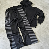 Ensemble de survêtement en molleton avec logo personnalisé, motif sérigraphié, bande latérale, veste de sport en tricot, pantalon de jogging, vêtements de sport en tissu éponge