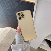 Étui de protection pour iPhone 14 13 12 11 Plus, pour iPhone 15 Pro Max, en aluminium de luxe, avec cadre en métal doré
