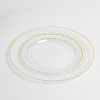 Assiettes jetables modernes en PS transparent avec bord doré, 7/9/10 pouces, marque Wuxitopteam, pour mariages et anniversaires