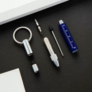 Multicolor Mini Key Chain <b>Multi</b>-Function Metal Tool <b>Pen</b> Cross Double Head Screwdriver Ballpoint <b>Pen</b> Scale Capacitance <b>Pen</b> Office - Product Image 4
