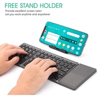 Clavier BT pliable B033 avec pavé tactile, mini clavier sans fil rechargeable, ultra fin, pliable, pour tablette et ordinateur portable