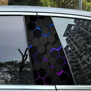 2pcs Laser Plaid <strong>Vinyl</strong> Car Decals Self-Adhesive Space-Themed Rectangle <strong>Stickers</strong> <strong>for</strong> Front B-Pillar Scratch-Resistant Auto Parts - Product Image 3