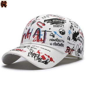Casquette de baseball à imprimé graffiti, motif lettres doodle sur toute la surface, style streetwear décontracté, vente en gros - Product Image 1