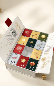 Calendario de Adviento de 12 Días con Tarros de Mermelada, Caja Personalizable de Papel Kraft Rígido con Estampado en Lámina Dorada y Laminación Mate, Tarros de Comida Gourmet - Product Image 2