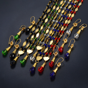 Conjuntos de Joyería con Flores Hawaianas, Collares con Colgantes, Aretes, Cadena de Bolas con Cuentas de Cristal Coloridas, Guam, Micronesia, Chuuk, Guam # 252206 - Product Image 6