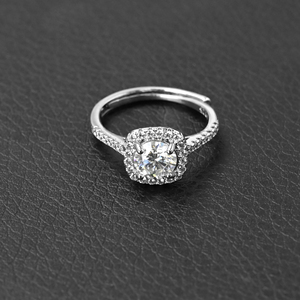 Adjustable 0.8CT 6MM <b>Cushion</b> Halo Moissanite Ring D VVS1 18K Gold Plated Wedding Jewelry for Women Wholesale Custom - Product Image 1
