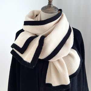<strong>Black</strong> <strong>White</strong> Knitted <strong>Scarf</strong> for Boys Girls Winter Long Border with Niche Design Bows Pattern All-Season Match Custom Logo - Product Image 4