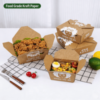 Caja de Papel Reciclable Impresa Personalizada con Asa para Alimentos, Hamburguesas, Sándwiches, Pollo Frito, Fideos, Comida Rápida