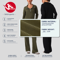 Ensemble de yoga athleisure quotidien en maille gaufrée respirante et confortable, prêt à la vente en détail, vente en gros directe d'usine transfrontalière