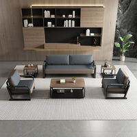 Ensemble de canapés de bureau modernes en cuir, modulaires, petits ensembles, pour réception, en acier inoxydable, pour un bureau moderne et luxueux