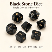 Dés à jouer Obsidian D10 avec chiffres dorés et finition noire brillante, à associer avec un dés D00 pour les jeux de table.