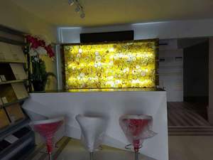 Dalle de pierre translucide de luxe au design moderne, agate jaune, pierre précieuse, comptoir en pierre gemme rétroéclairé pour hôtels - Product Image 4