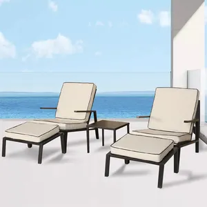 库存休闲户外钢5pcs座椅套装面料环保PP纯棉沙滩太阳长椅