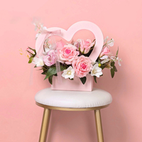 Sac à fleurs Unique en papier avec poignée, pour la saint-valentin, sac en carton, boîte à fleurs pour cadeau, vente en gros