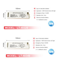 Kits de batterie d'urgence LED 20/40W avec fonction de test automatique, driver d'urgence LED adapté aux downlights, projecteurs et panneaux lumineux