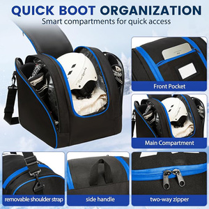 Ski Bag and Boot Bag Combo Set Adjustable Roll Top Length Fits Skis 200cm and Poles Padded Snow Ski Boot Bag Fits Size 13 OEM - Product Image 4