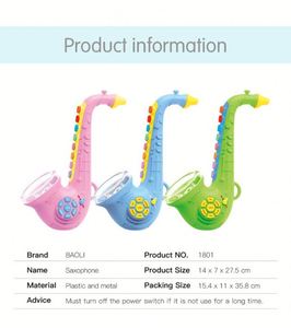 Trompette, clarinette, saxophone, instruments pour enfants avec lumière et musique, jouet d'éducation précoce, saxophone vert - Product Image 5