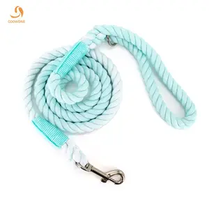 Laisse de corde pour chien de luxe attrayant coloré fait à la main en coton tressé forte corde laisses pour chien laisse pour animaux de compagnie