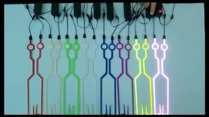 Kit de conduite nocturne pour casque de <span class=keywords><strong>moto</strong></span>, bande lumineuse LED étanche à lumière froide, 4 lumières d'avertissement orange clignotantes, <span class=keywords><strong>autocollant</strong></span> EL avant pour vélo - Product Image 4