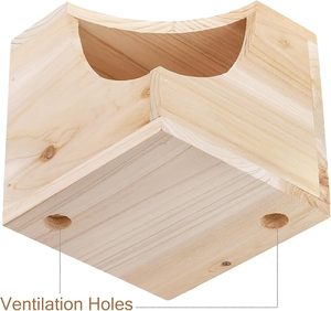 <span class=keywords><strong>Maison</strong></span> de chinchilla en bois naturel carré petit animal cachette <span class=keywords><strong>cabane</strong></span> pour chinchilla écureuil planeurs de sucre dans la cage 6.5X6.5X6.5 po - Product Image 4