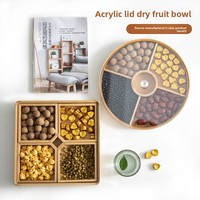 Plateau carré en bambou laqué à 9 compartiments pour desserts, plateau à thé et fruits, logo OEM, cadeau, vaisselle durable pour la cuisine et l'hôtellerie