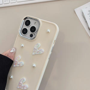 Funda para iPhone 13 con diseño de corazón de perla blanca lechosa, tridimensional, compatible con iPhone 11, 14, 15, 16, 17 y Pro Max, estilo pequeño. - Product Image 6